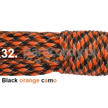 Paracord 550 linka kolor black orange camo