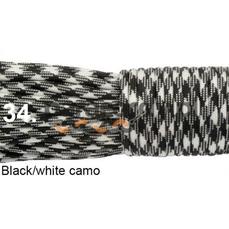 Paracord 550 linka kolor black white camo