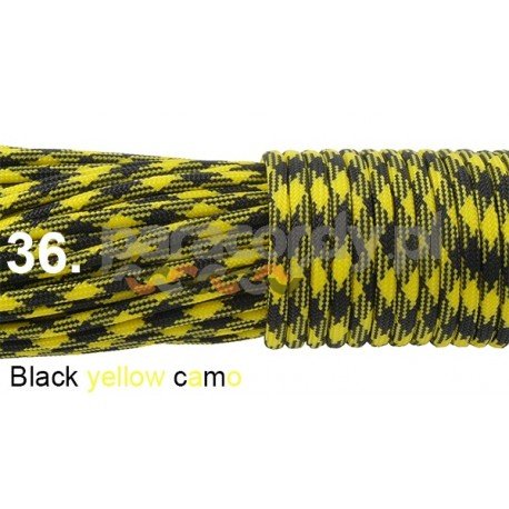 Paracord 550 linka kolor black yellow camo