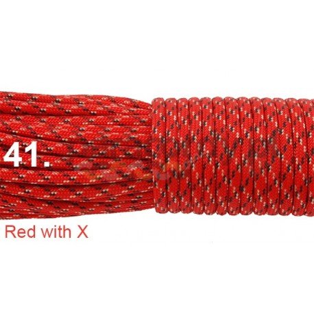 Paracord 550 linka kolor red with x