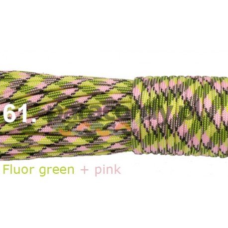 Paracord 550 linka kolor fluor green + pink