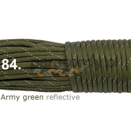 Paracord 550 linka army green reflective
