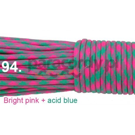 Paracord 550 linka kolor bright pink + acid blue