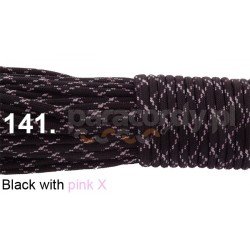 Paracord 550 linka kolor black with pink X