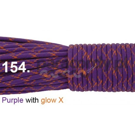 Paracord 550 linka kolor purple with glow X