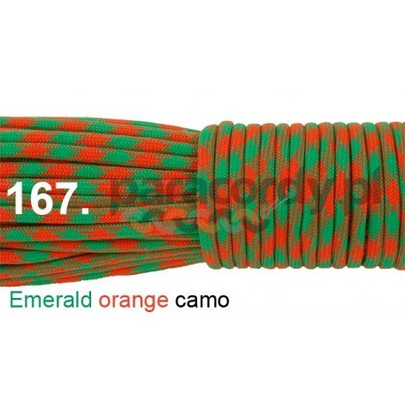 Paracord 550 linka kolor emerald orange camo